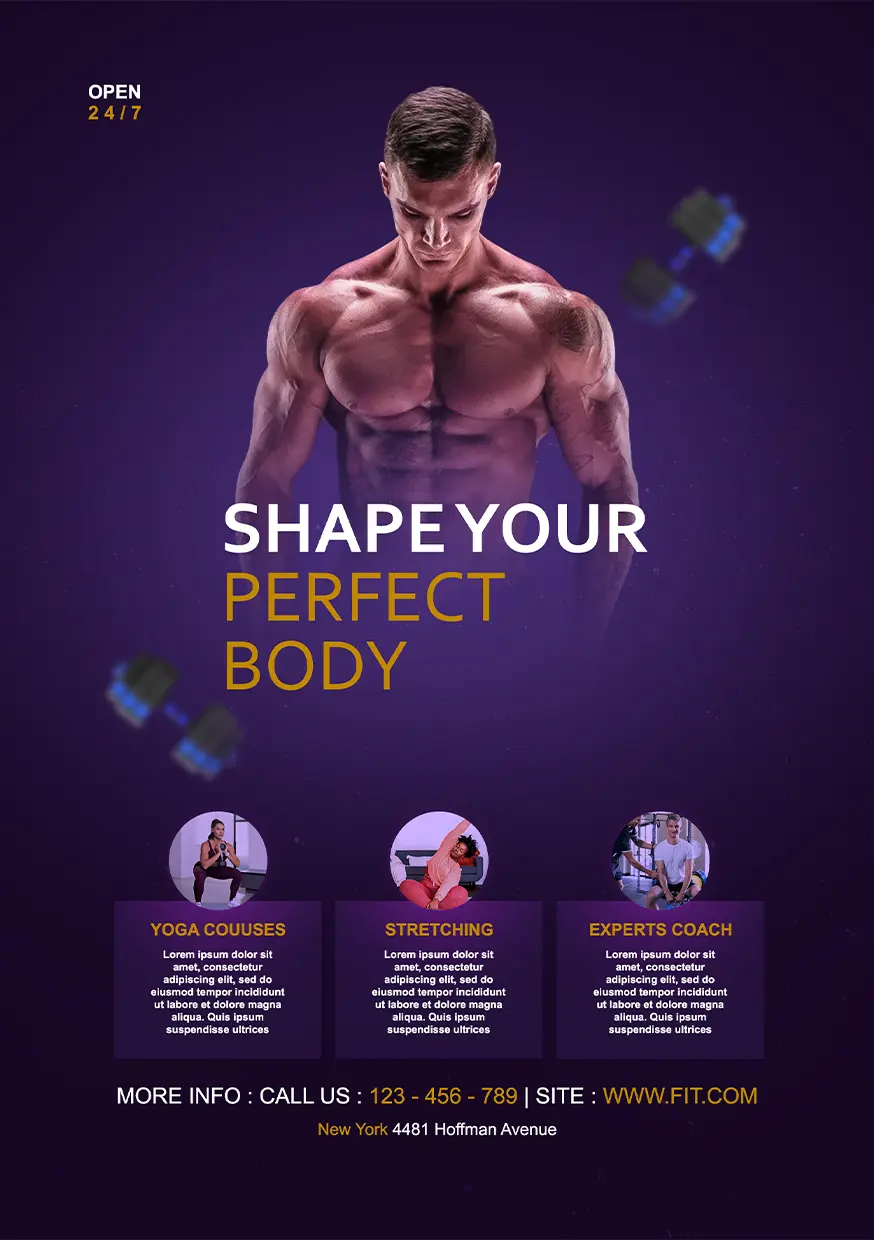Gym Promotion Template PSD | Editable A5 Fitness Flyer for Bodybuilding